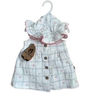 Rabbit + Bear Sustainably Grown Organic Cotton Dress W/Matching Hat
